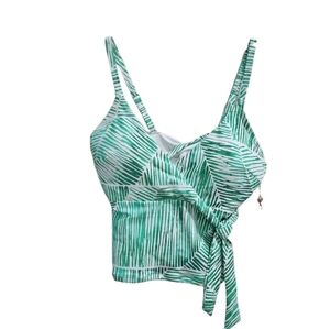 💜 CALIA Tie Front Tankini Palm leaf Swim Top